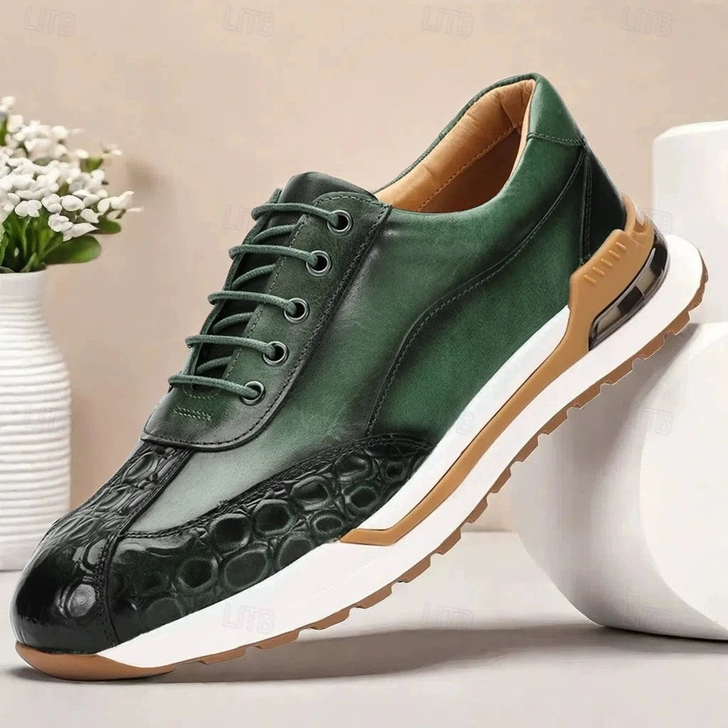 Crocodile Texture Casual Leather Sneakers