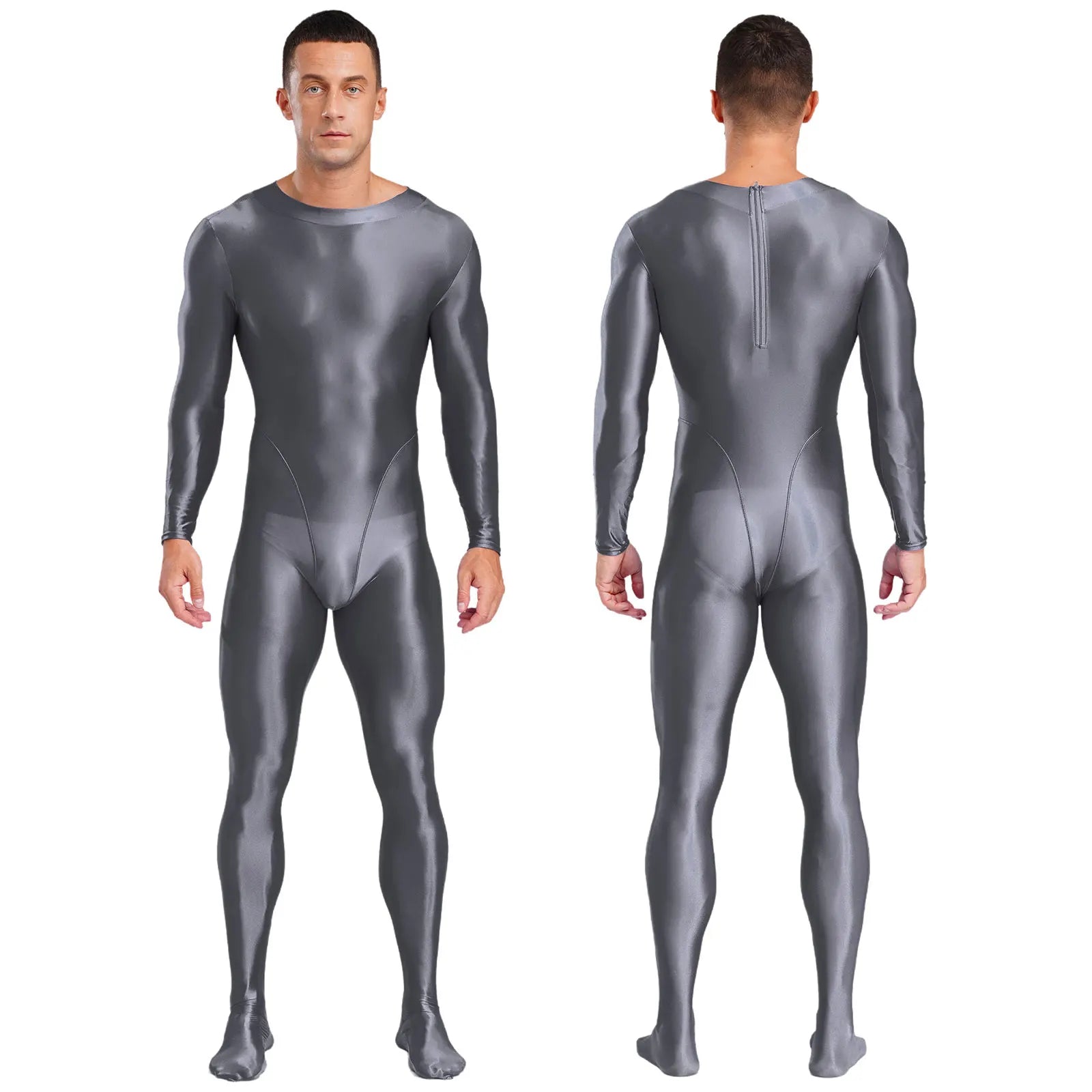 Long Sleeve Smooth Glossy Jumpsuit