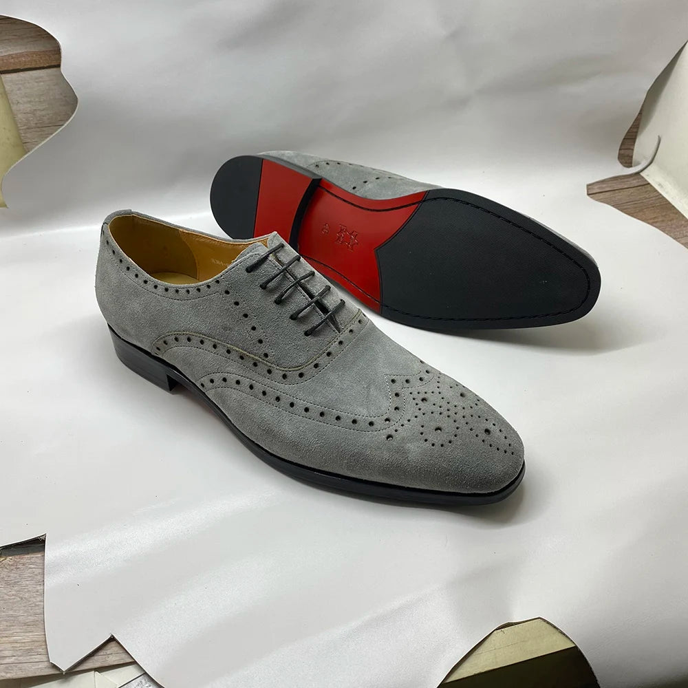 Soft Cow Suede Dots Oxfords Shoes