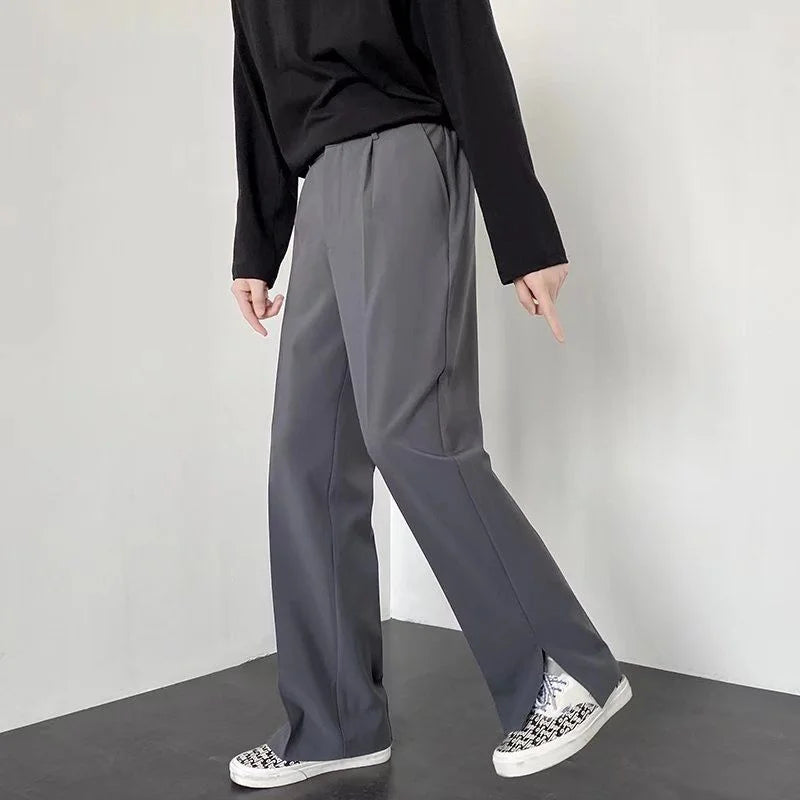 Slitted-Side Solid Regular Trousers