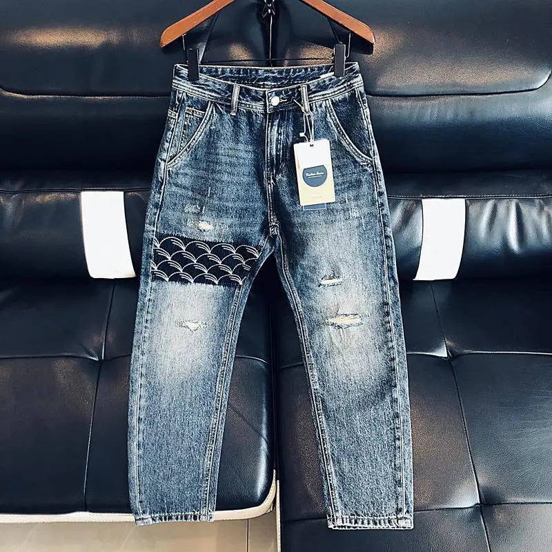 Patch Design Ripped Men's Jeans