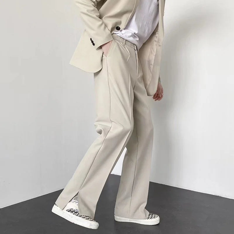 Slitted-Side Solid Regular Trousers
