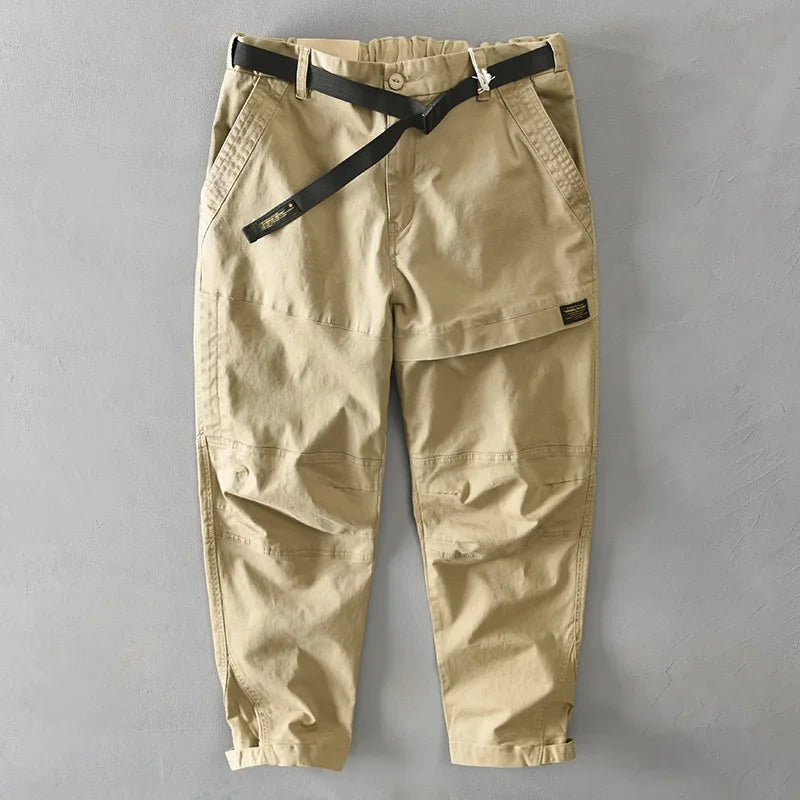 Cotton Solid Color Loose Cargo Pants