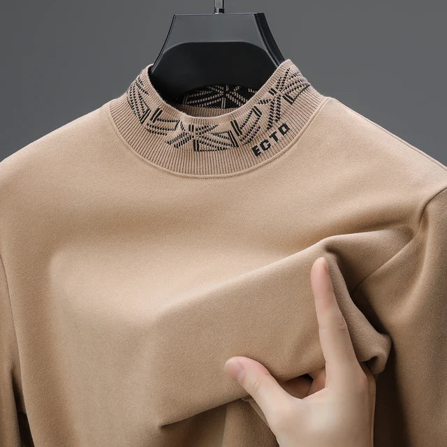 Solid Collar Printed Long Sleeved T-Shirt