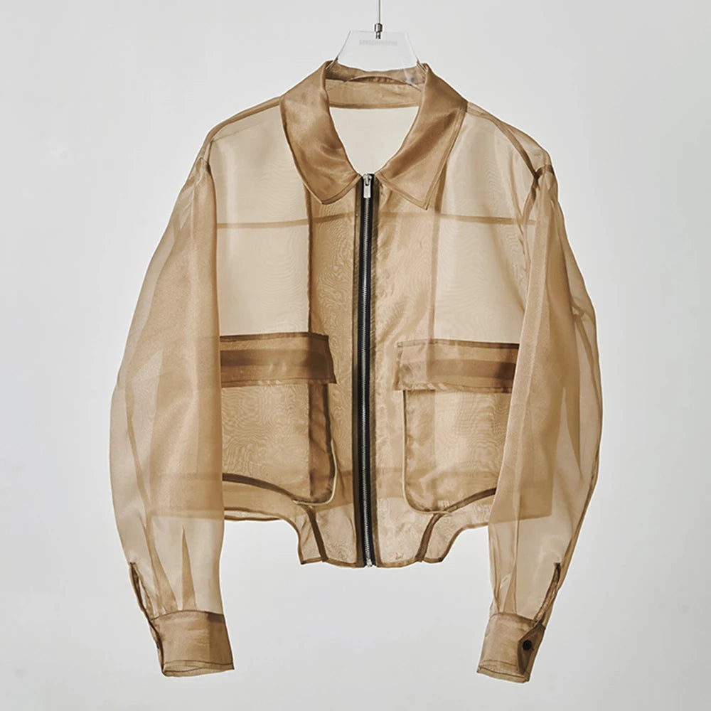 Sexy Mesh See-Through Zipper Jacket