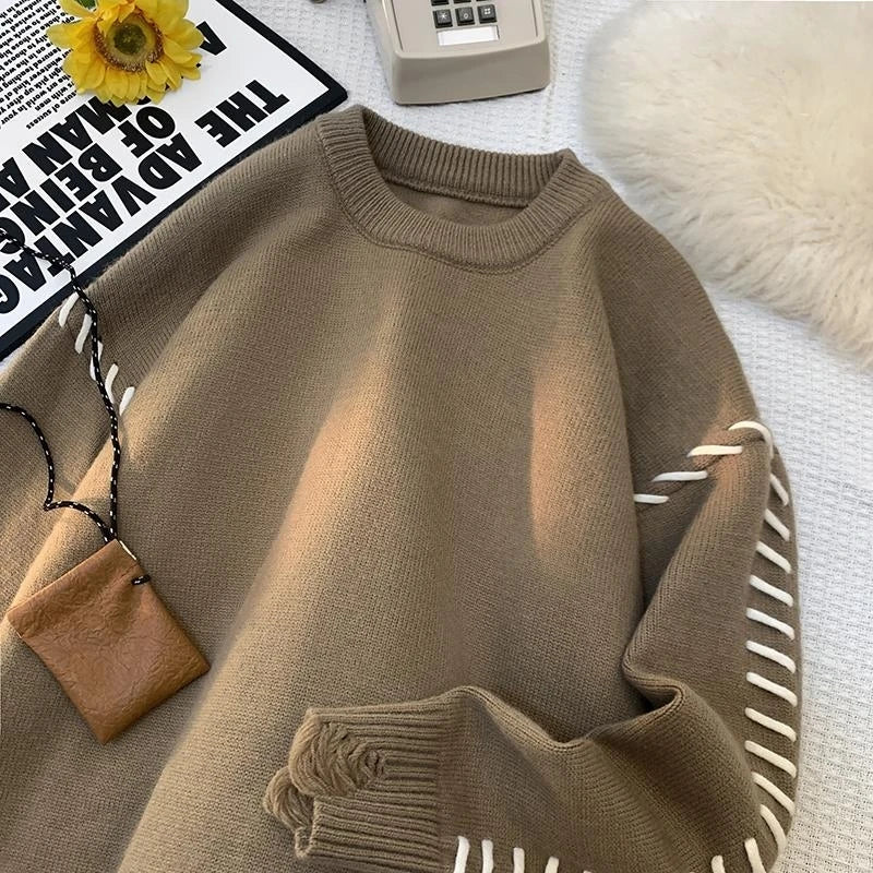 Patchwork Stitches on Sleeve Style Sweater