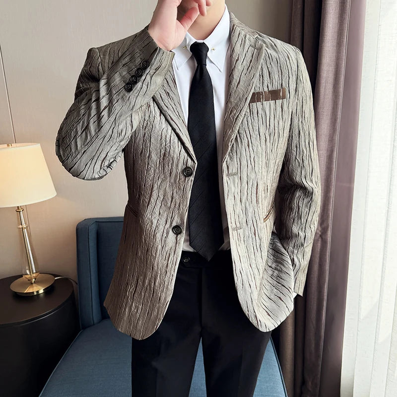 3D Pleated Single Breasted Blazer