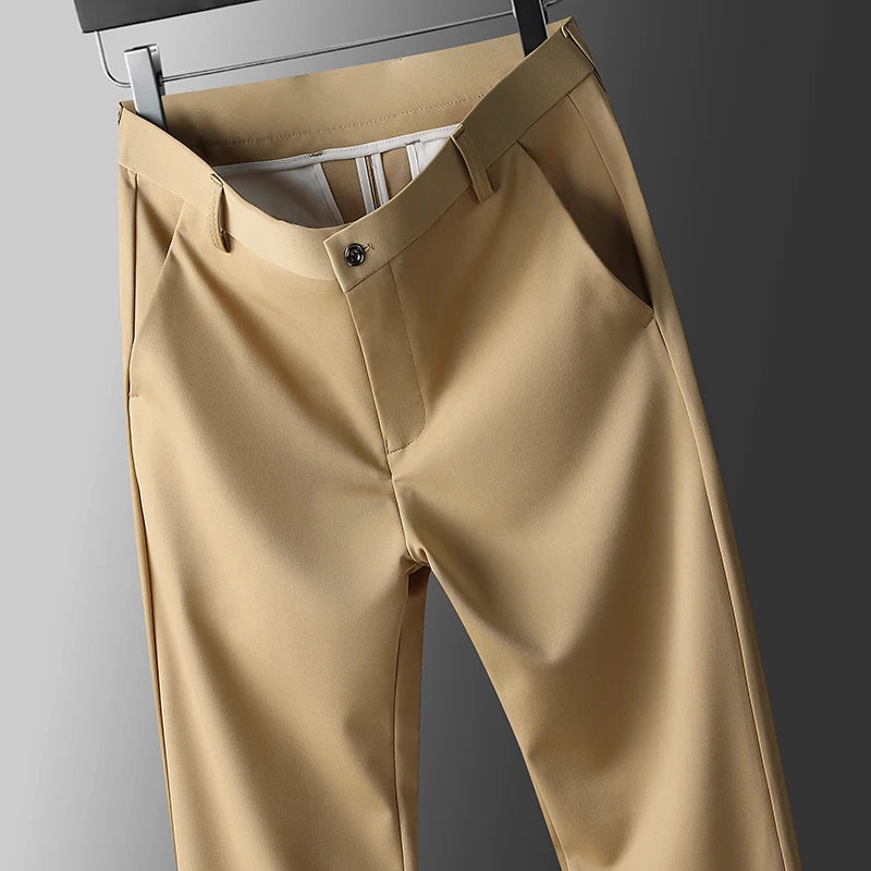 Casual Elastic Solid Striaght Pants