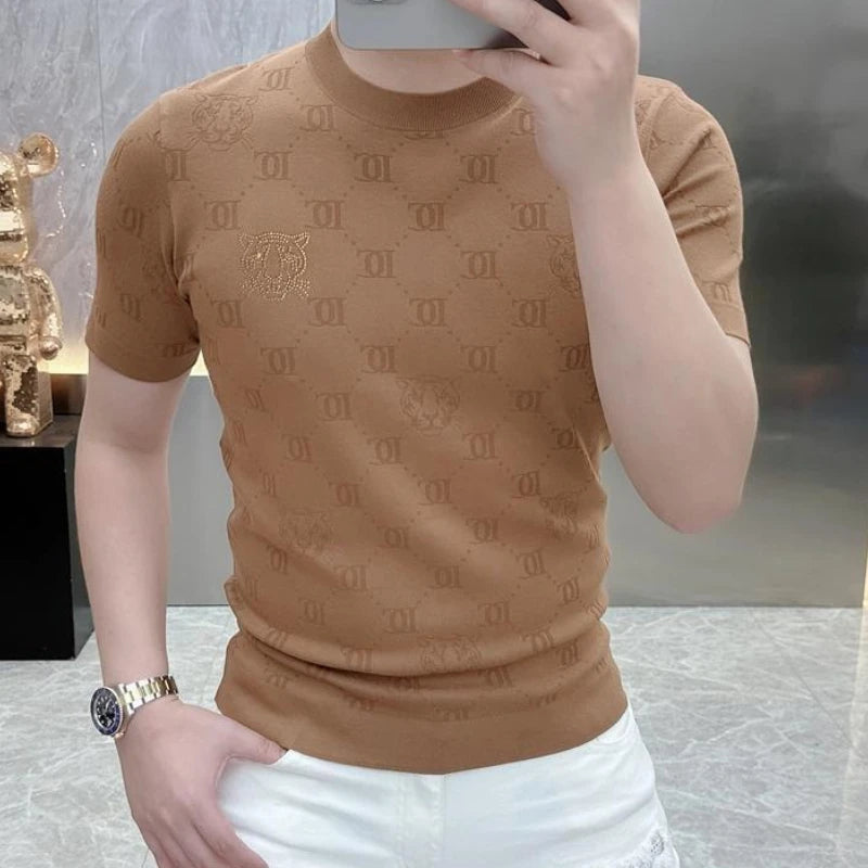 Jacquard Knitted Ice Silk Breathable T-Shirt
