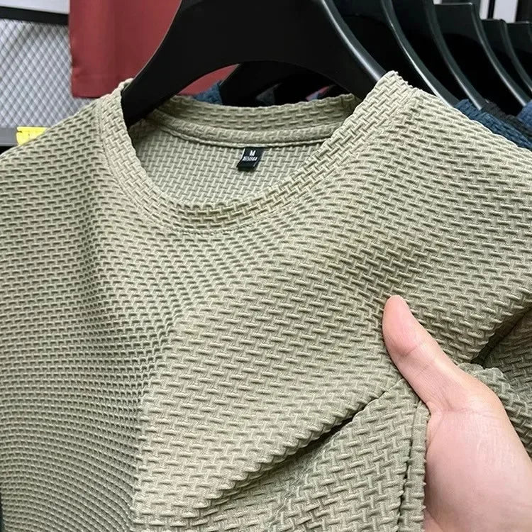 Premium Waffle Texture Crew Neck T-Shirt