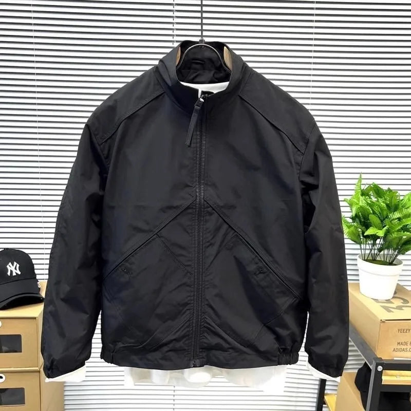 Solid Stand Color Zipper Jacket