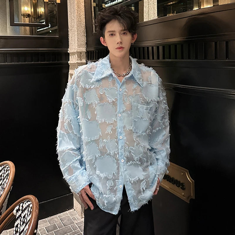 Patchwork Hollow Out Loose Shirt