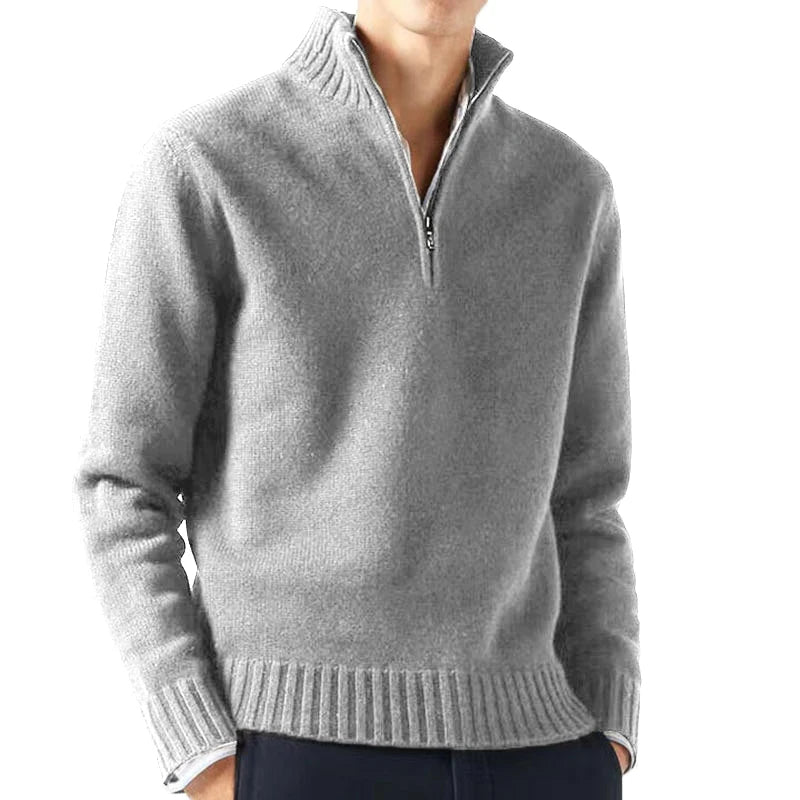 Daily Warm Solid Turtlenecks Half Zip Sweater