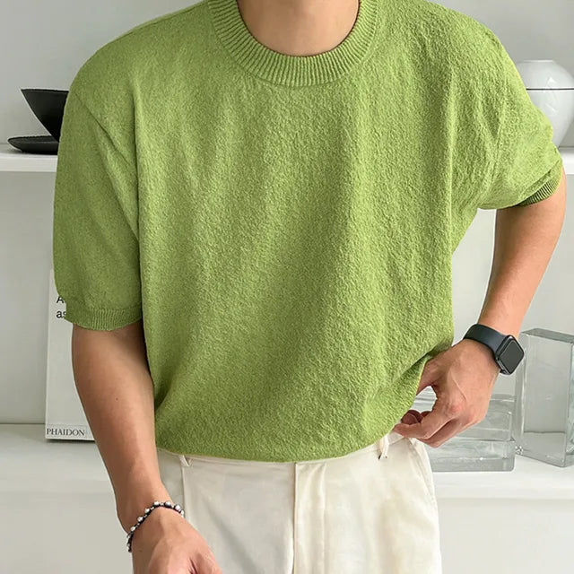 Casual Solid Color Knitted T-Shirt