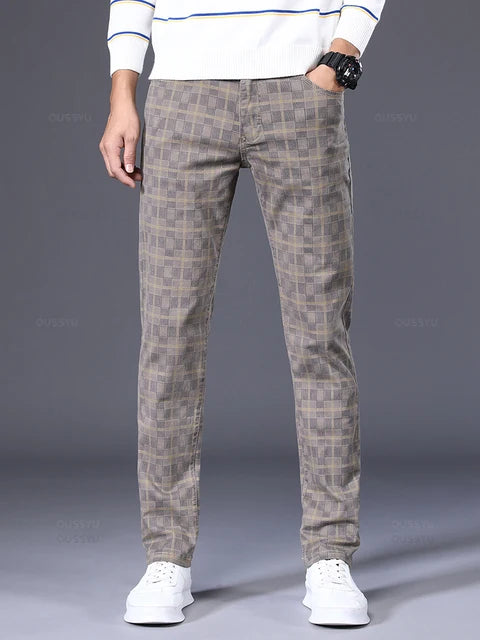 Classic Plaid Flat Front Trousers