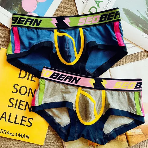 Solid Color Block Cotton 2Pcs Boxer