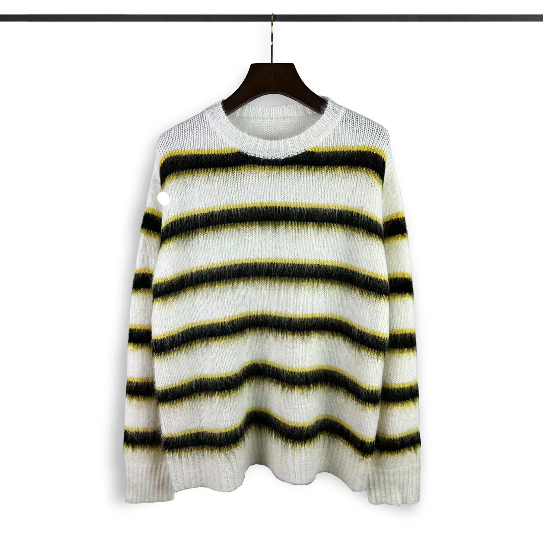 Stripe Knitted O-Neck Contrast Loose Sweater