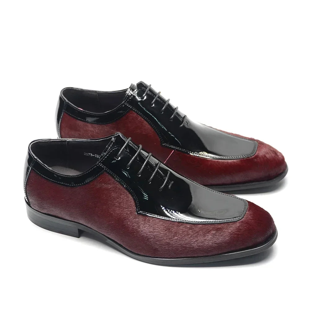 Maroon Horsehair Genuine Leather Shoes