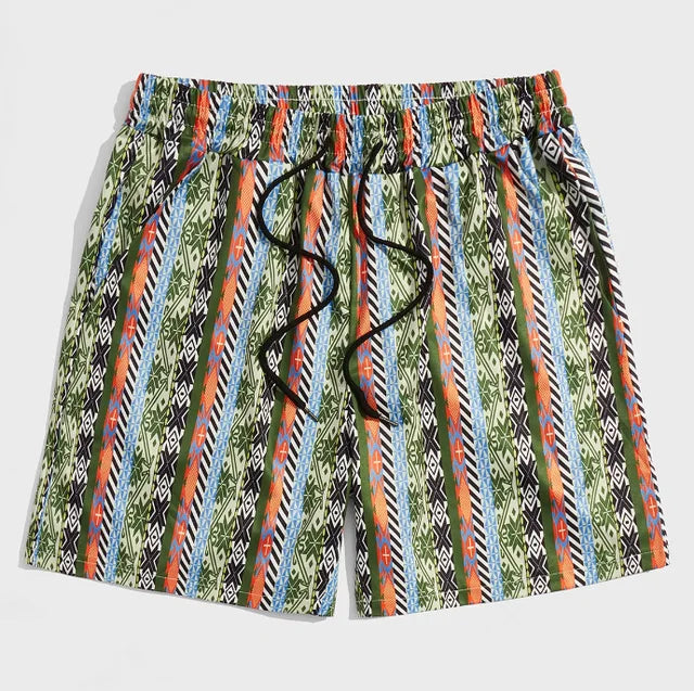 Loose Printed Pattern Drawstring Shorts