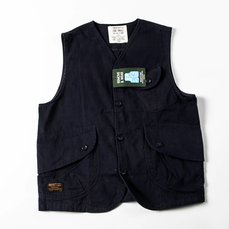 Single Button Solid Cotton Vest