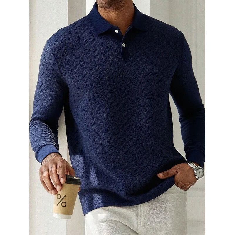 Refined Knit Texture Polo Shirt