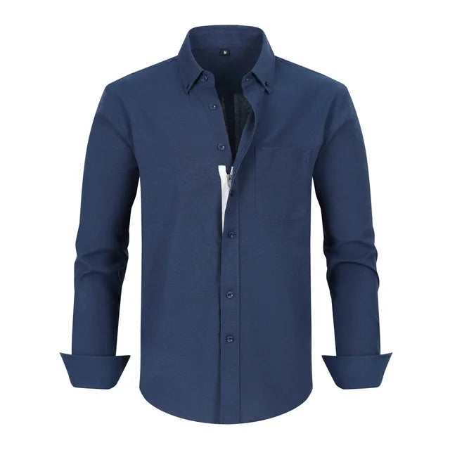 Solid Casual Zipper Fake Buttons Shirt