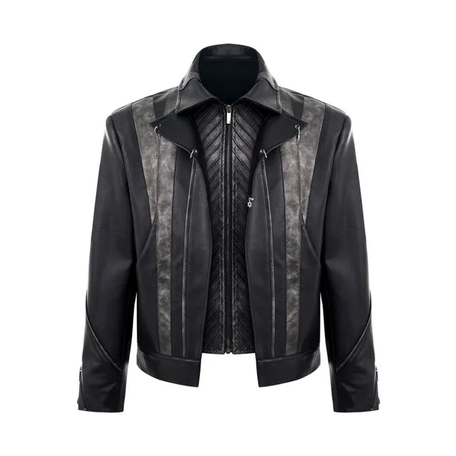 Leather Double Layer Patchwork Pants Set