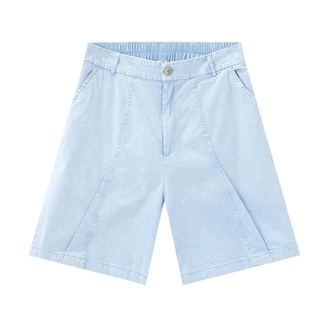 Sky Blue Loose Lapel Collar Shorts Set