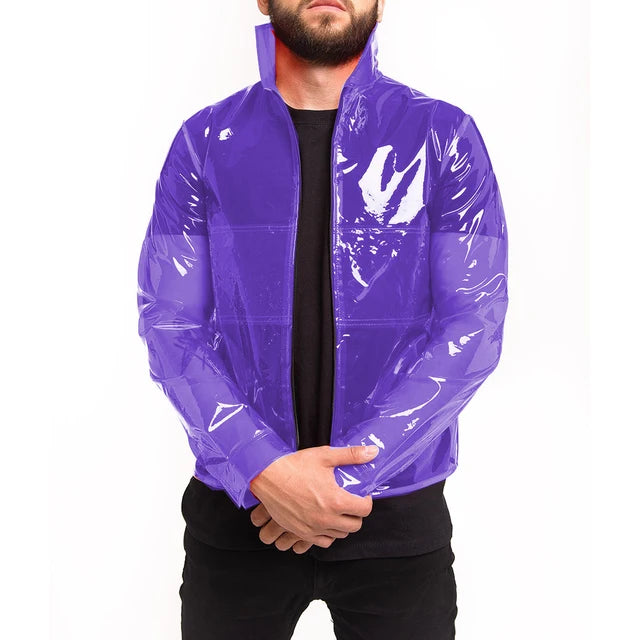 Clear PVC See-through Stand Collar Long Sleeve Jackets