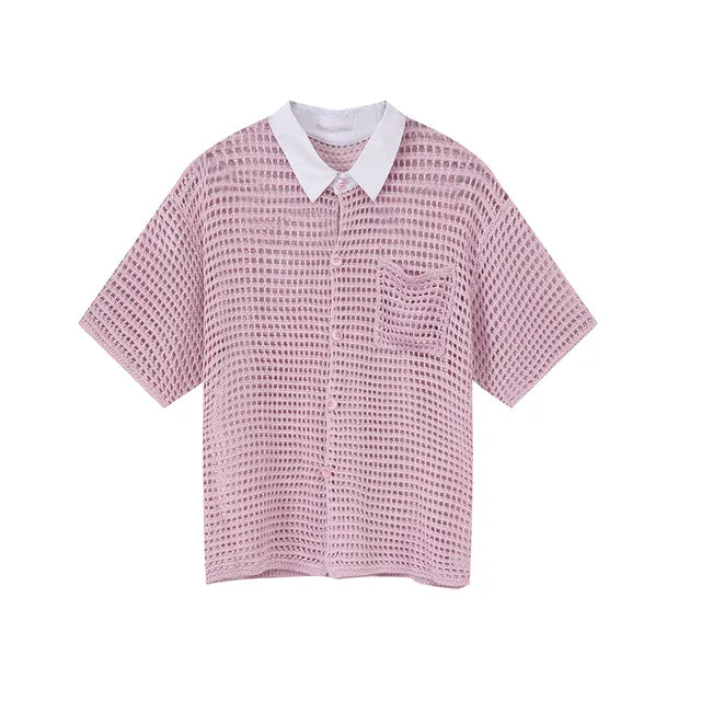 Casual Breathable Hollow Out Shirt