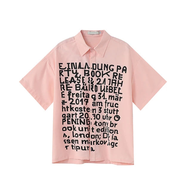 Style Letter Printing Fashion Lapel Shirt