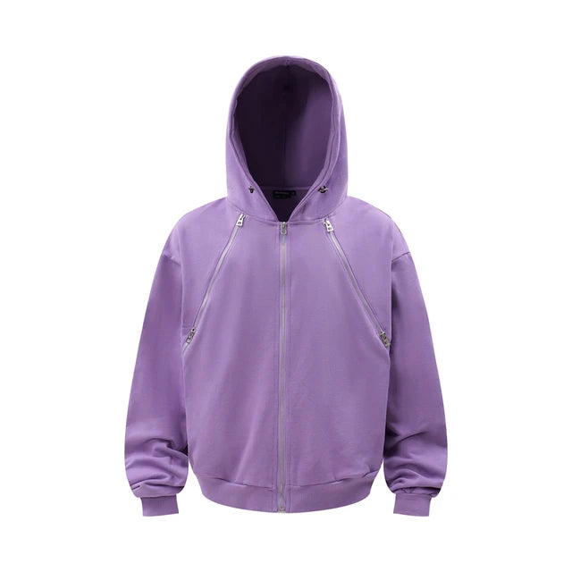 Multi-Zipper Niche Design Loose Hoodie