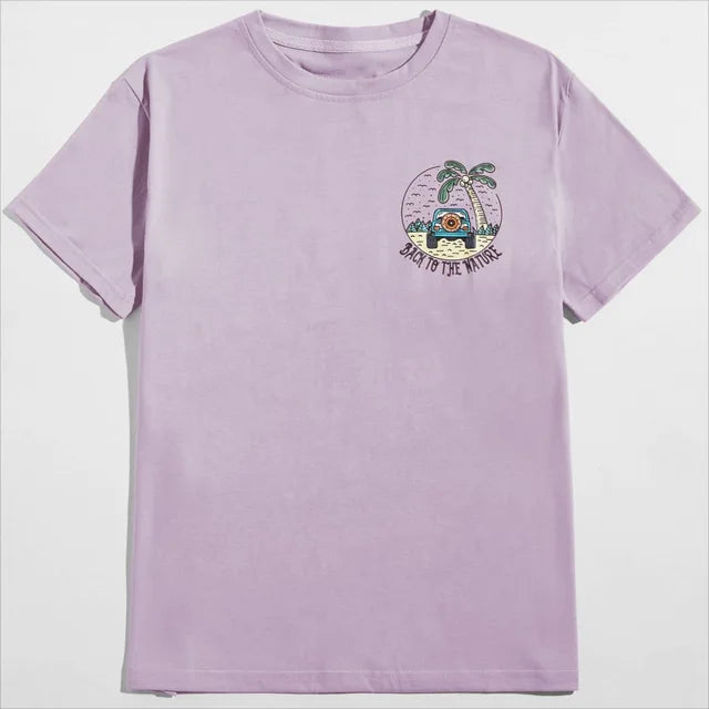Purple Color Printing Summer T-Shirt