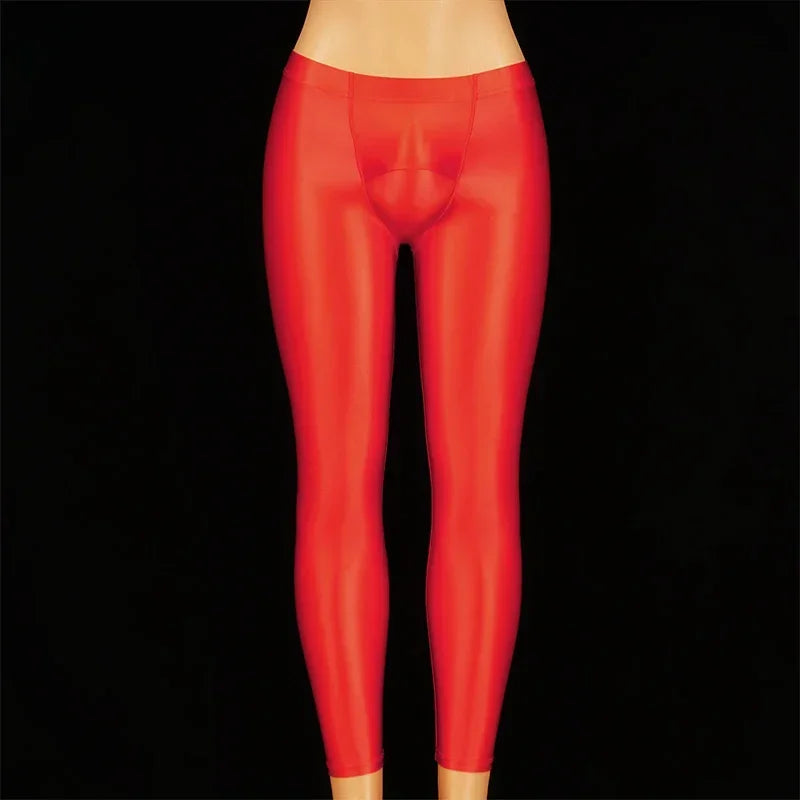 Shiny Bulge Pouch Opening Leggings