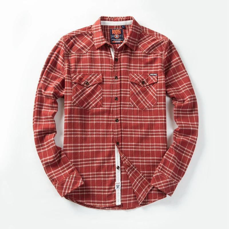 Double Pockets Plaid Men's Shirt