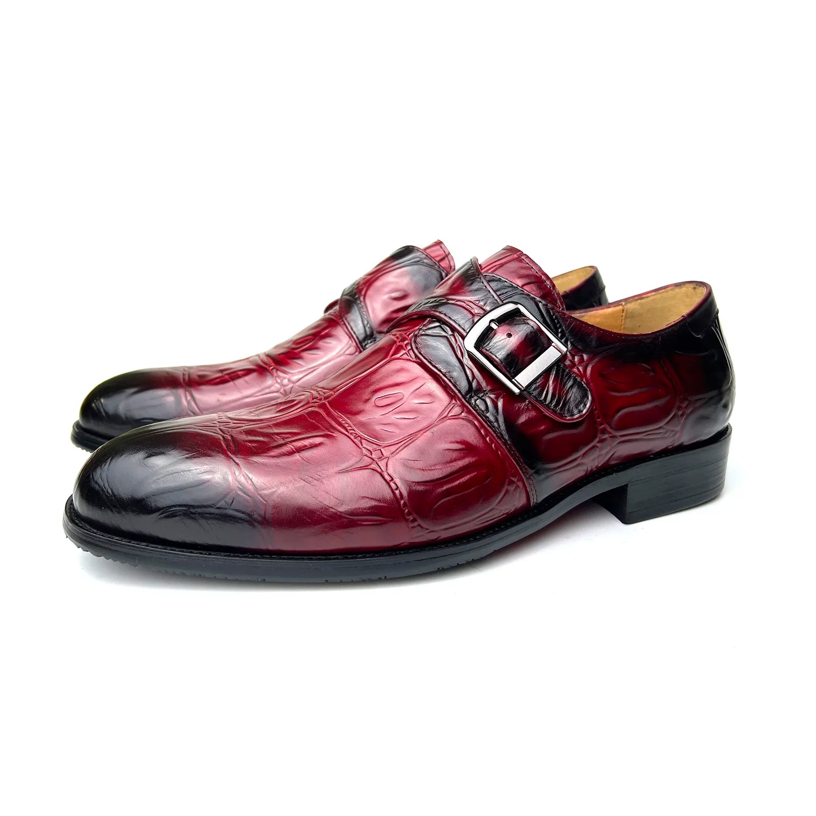 Premium Red Monk Strap Shoes
