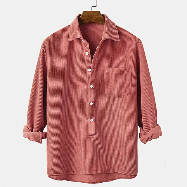 Corduroy Button-Down Long Sleeve Shirt