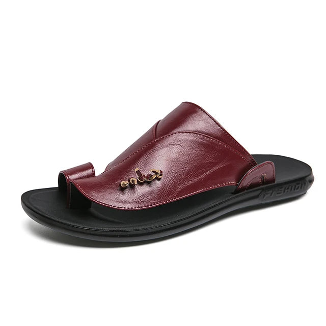 Solid Split Leather Toe Sandals