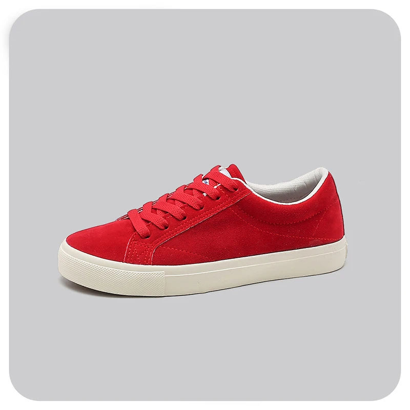 Casual Faux Nubuck Leather Flat Sneakers