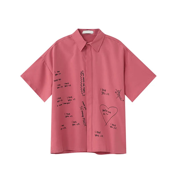 Cute Letter Trend Short Sleeve Shirt