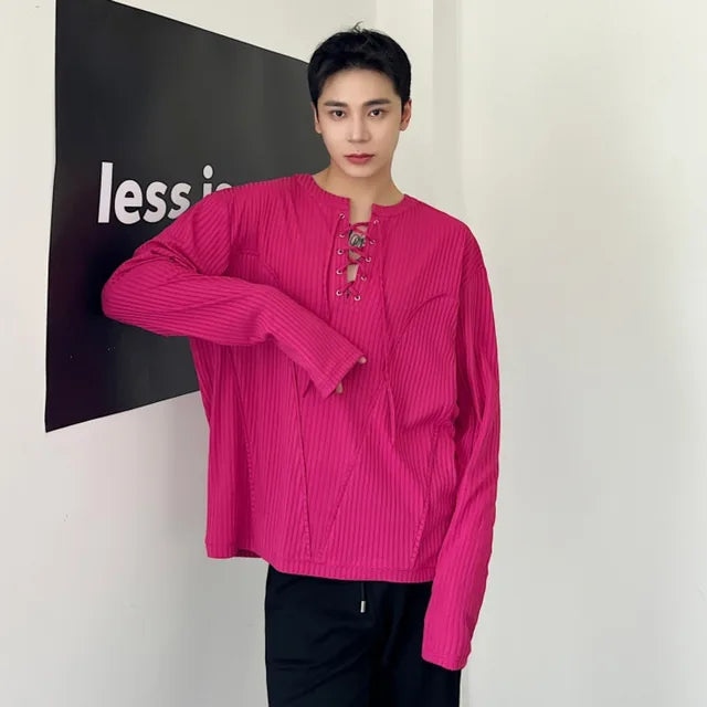 Loose Drawstring Long Sleeve T-Shirt