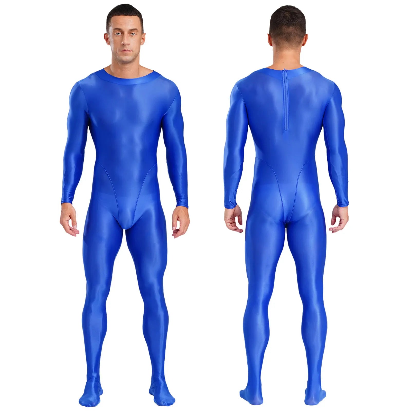 Long Sleeve Smooth Glossy Jumpsuit