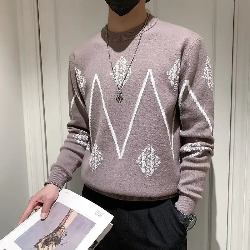 Jacquard Casual Knitted Men's Sweater