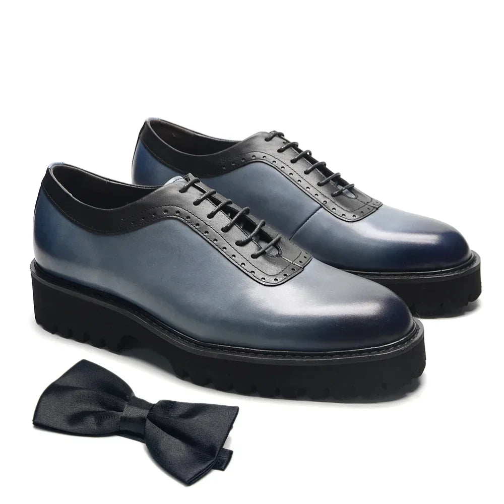 Genuine Leather Height Increasing Oxford Shoes
