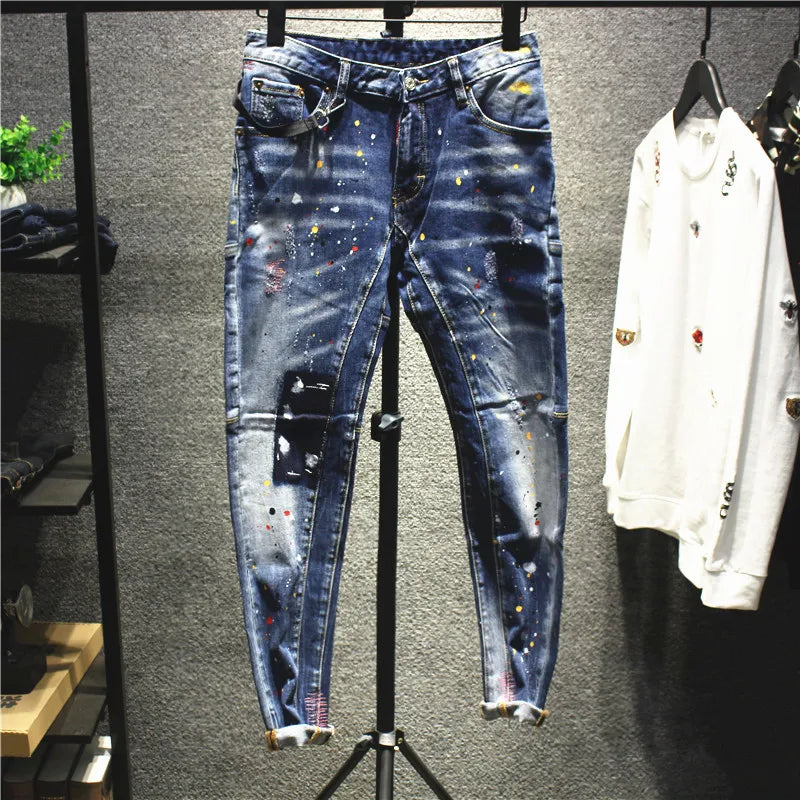Spliced Designer Patched Ripped Jeans