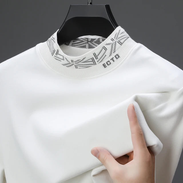 Solid Collar Printed Long Sleeved T-Shirt