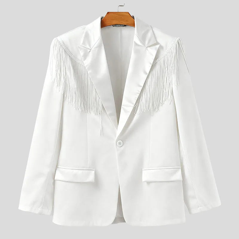 Tassel Patchwork Lapel Polyester Blazer