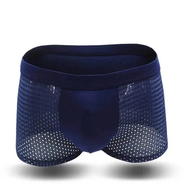 Solid Elastic Waist Nylon Mesh Boxer