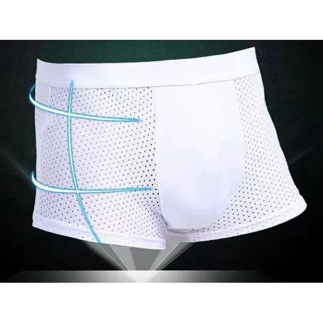 Solid Elastic Waist Nylon Mesh Boxer