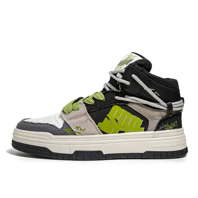 High Top Platform Patchwork Sneakers